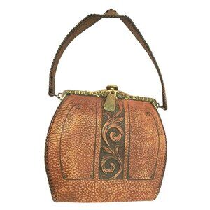 Vintage Handcrafted Leather Purse With Ornate Brass Clasp